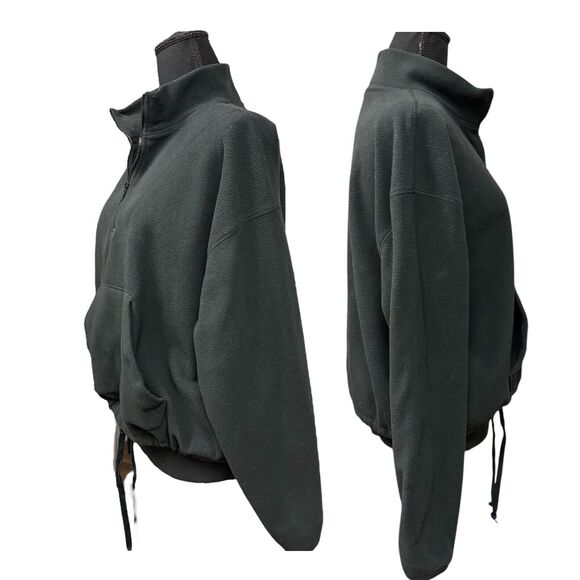 PINK Victoria's Secret Women’s Black Fleece Pullover 1/2 Zip Drawstring - Picture 3 of 8